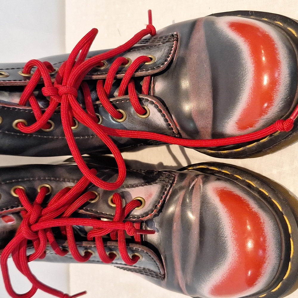 Dr. Martens Women's Black & Red Polka-Dot Lace-Up Boots - Picture 3 of 11